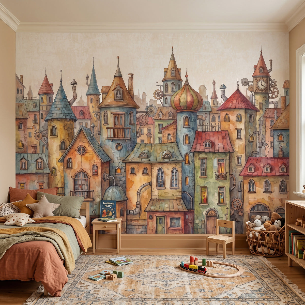 Mädchen mit dem Perlenohrring Abziehbares und aufklebbares Wandbild, buntes Graffiti-Porträt, berühmtes Gemälde, Street Style, Popkultur, lebendige Tapete