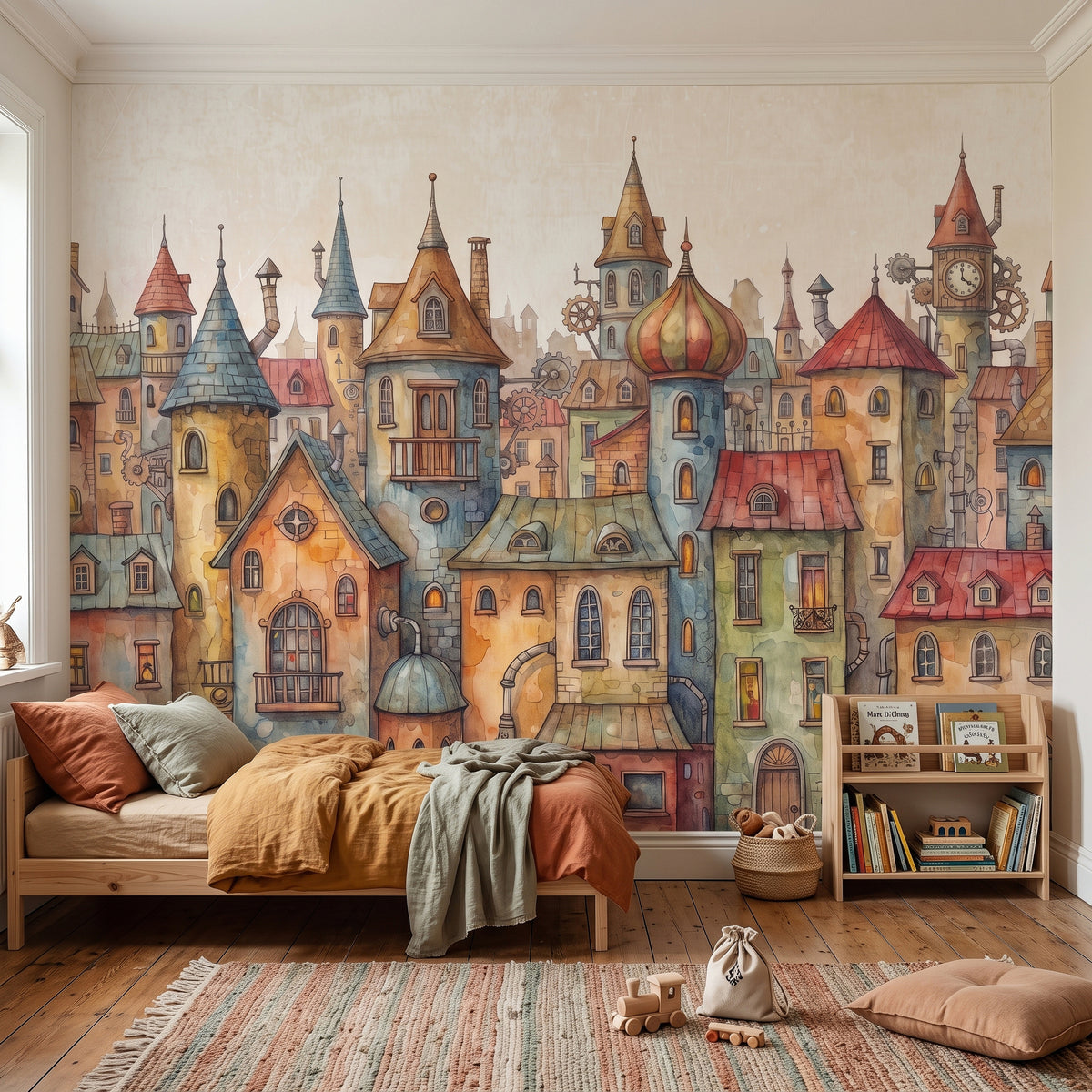 Mädchen mit dem Perlenohrring Abziehbares und aufklebbares Wandbild, buntes Graffiti-Porträt, berühmtes Gemälde, Street Style, Popkultur, lebendige Tapete