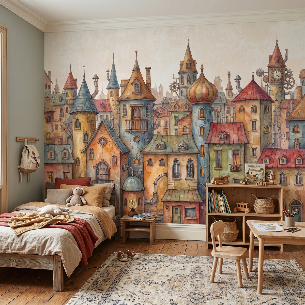 Mädchen mit dem Perlenohrring Abziehbares und aufklebbares Wandbild, buntes Graffiti-Porträt, berühmtes Gemälde, Street Style, Popkultur, lebendige Tapete