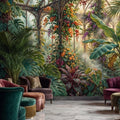 Tropical Greenhouse Jungle Wall Mural Peel and Stick Removable Botanical Wallpaper, Monstera Banana Palm Conservatory