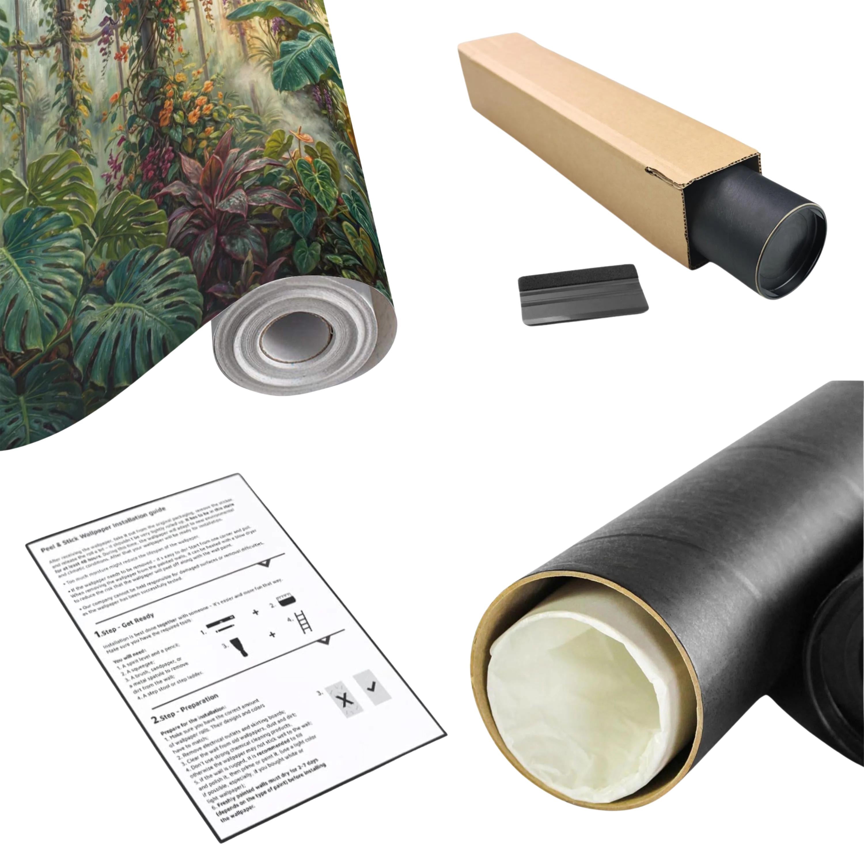 Tropical Greenhouse Jungle Wall Mural Peel and Stick Removable Botanical Wallpaper, Monstera Banana Palm Conservatory