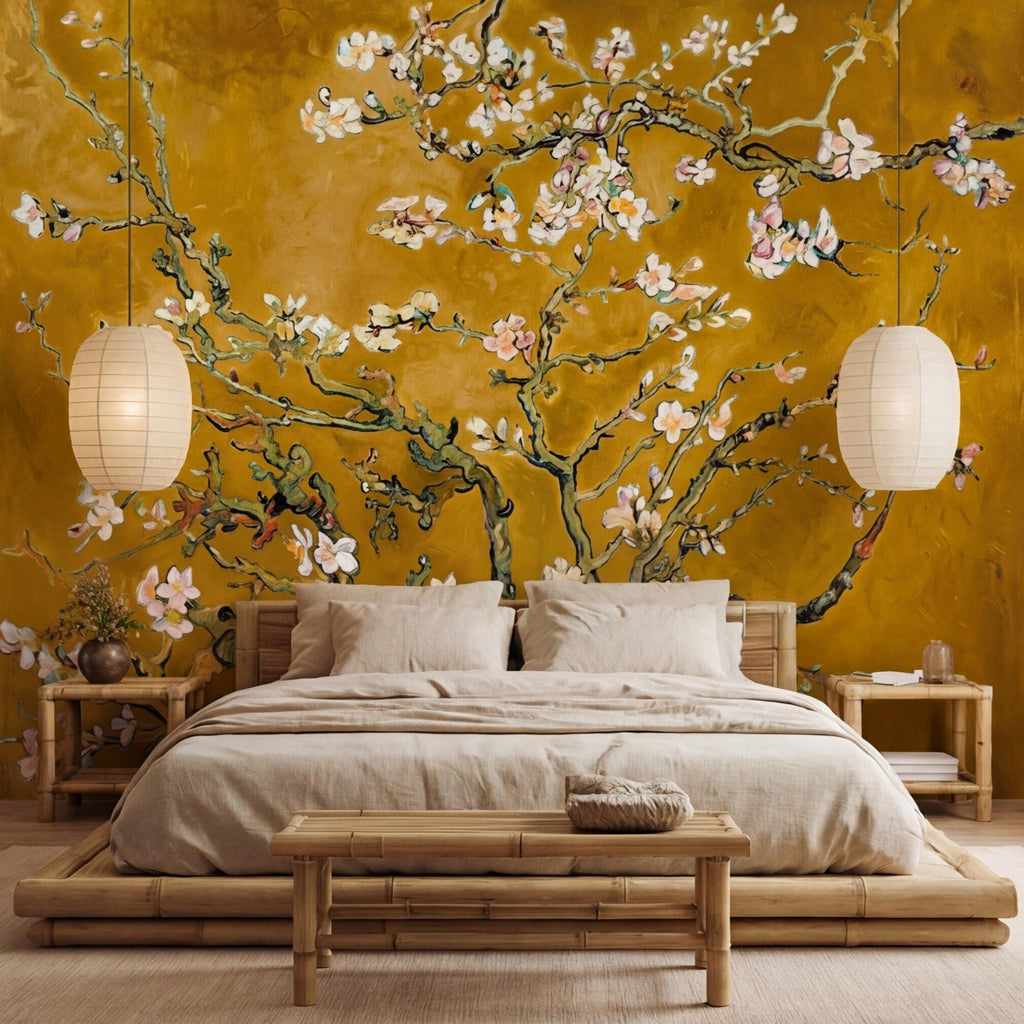 Van Gogh Inspired Blossom Tree Peel and StickWall Mural, Almond Blossom Floral Removable Wallpaper