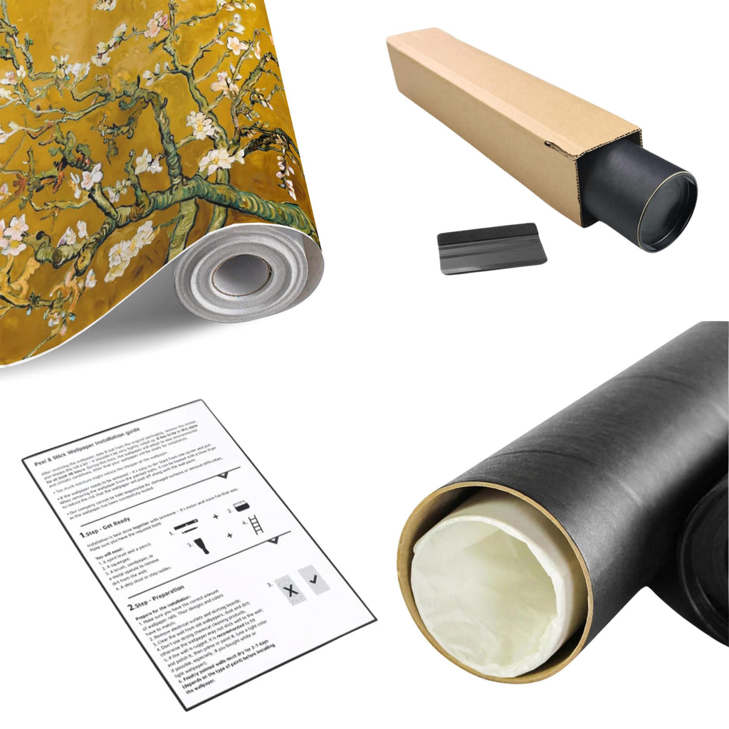 Van Gogh Inspired Blossom Tree Peel and StickWall Mural, Almond Blossom Floral Removable Wallpaper