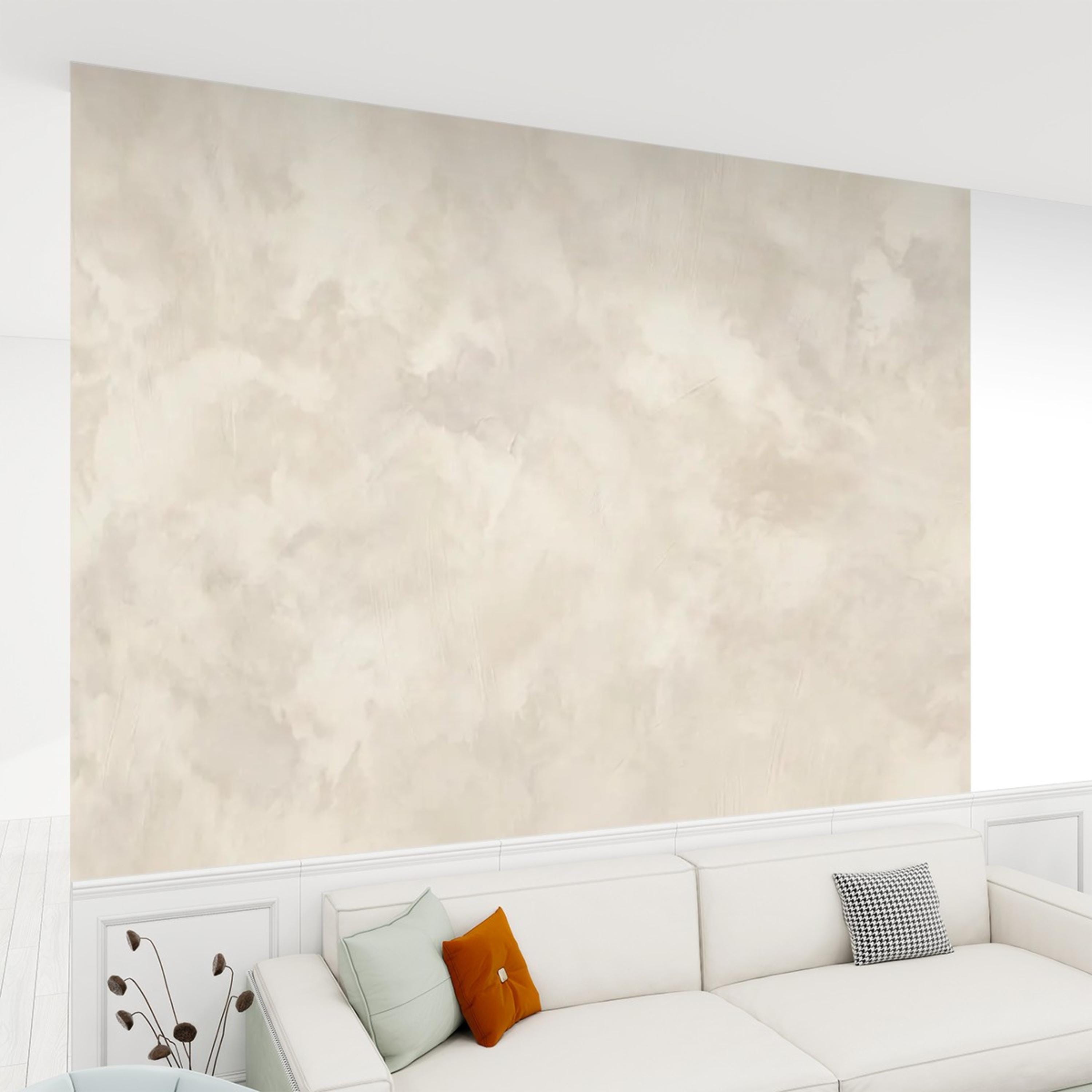 Neutral Beige Plaster Texture Peel and Stick Wall Mural, Limewash Modern Minimalist Wallpaper Bedroom Living Room Wall Decor
