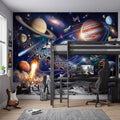 Space Galaxy Planets Peel and Stick Wall Mural, Astronaut Kids Room Removable Wallpaper, Boys Bedroom Decor
