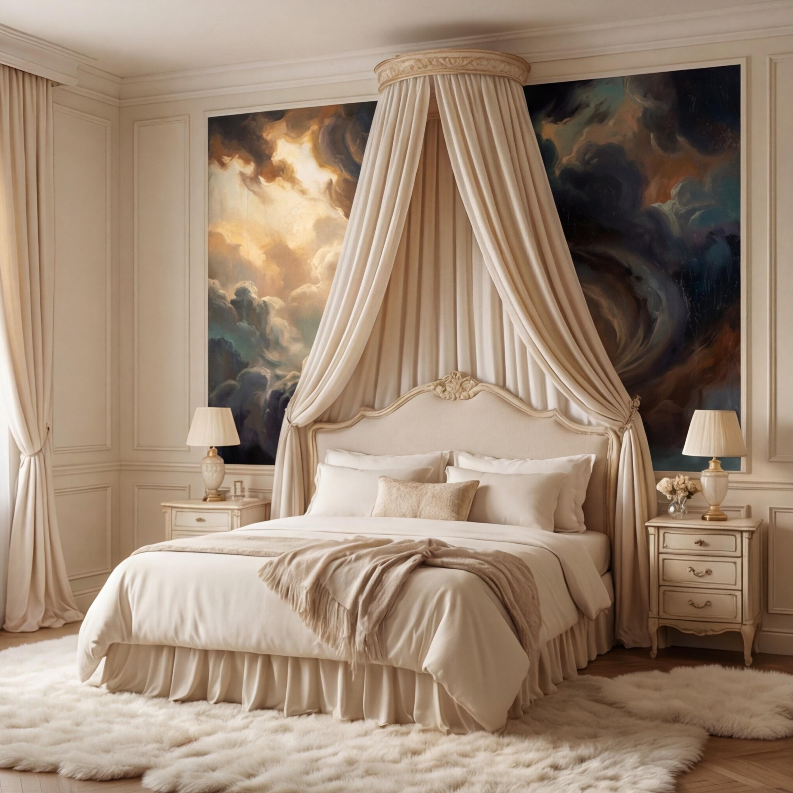 Dark Baroque Oil Painting Style Cloud Sky Peel and Stick Wall Mural, Moody Vintage Dramatic Wallpaper