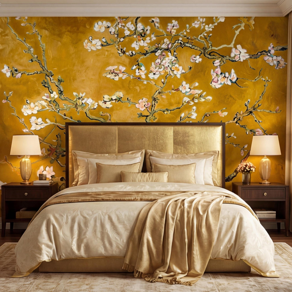 Van Gogh Inspired Blossom Tree Peel and StickWall Mural, Almond Blossom Floral Removable Wallpaper