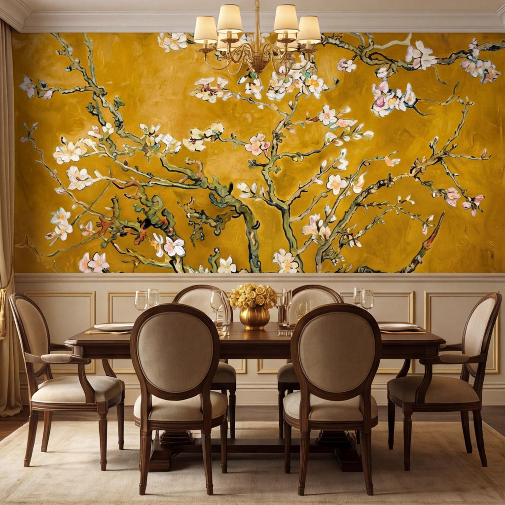 Van Gogh Inspired Blossom Tree Peel and StickWall Mural, Almond Blossom Floral Removable Wallpaper