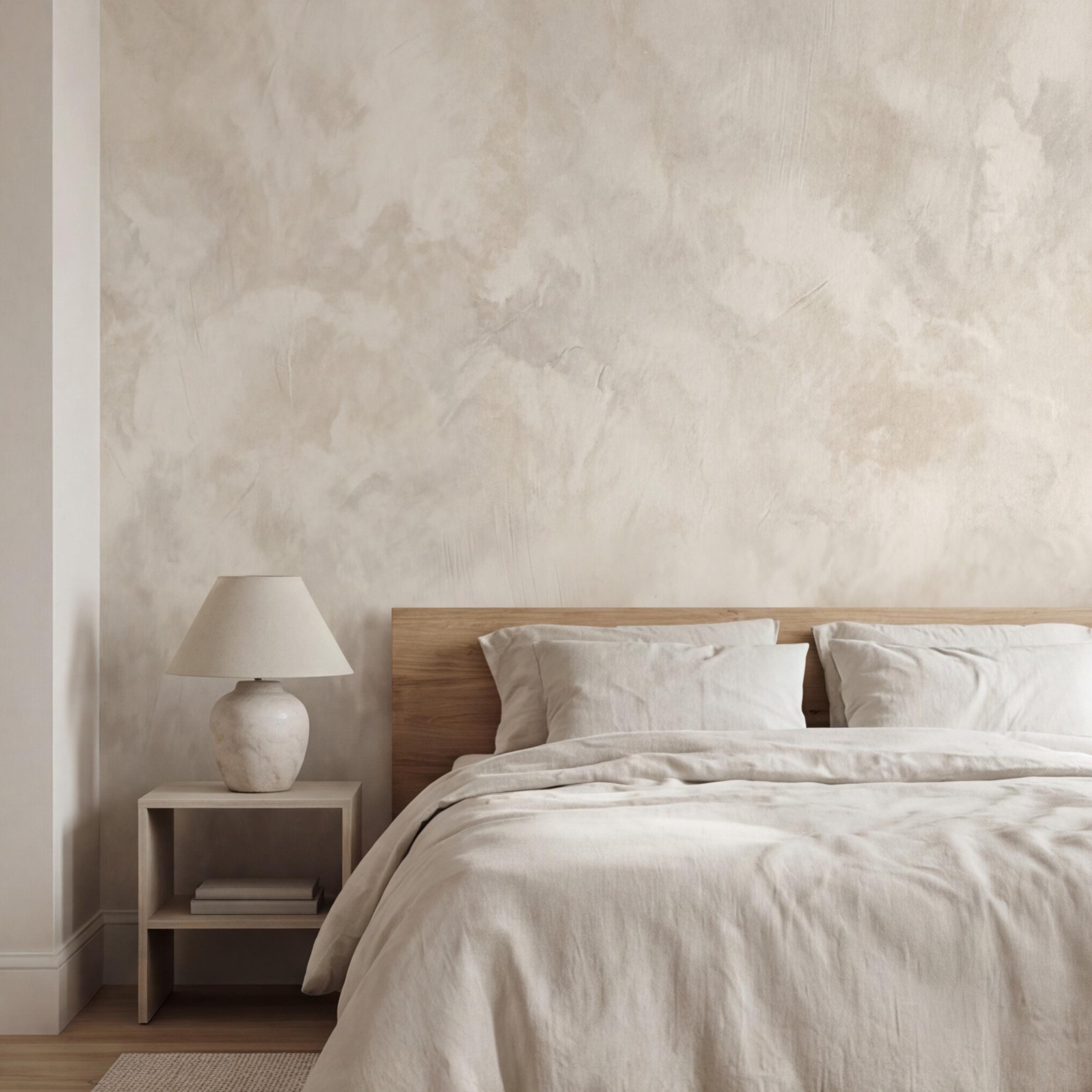 Neutral Beige Plaster Texture Peel and Stick Wall Mural, Limewash Modern Minimalist Wallpaper Bedroom Living Room Wall Decor
