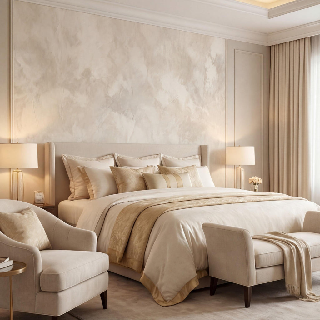 Neutral Beige Plaster Texture Peel and Stick Wall Mural, Limewash Modern Minimalist Wallpaper Bedroom Living Room Wall Decor
