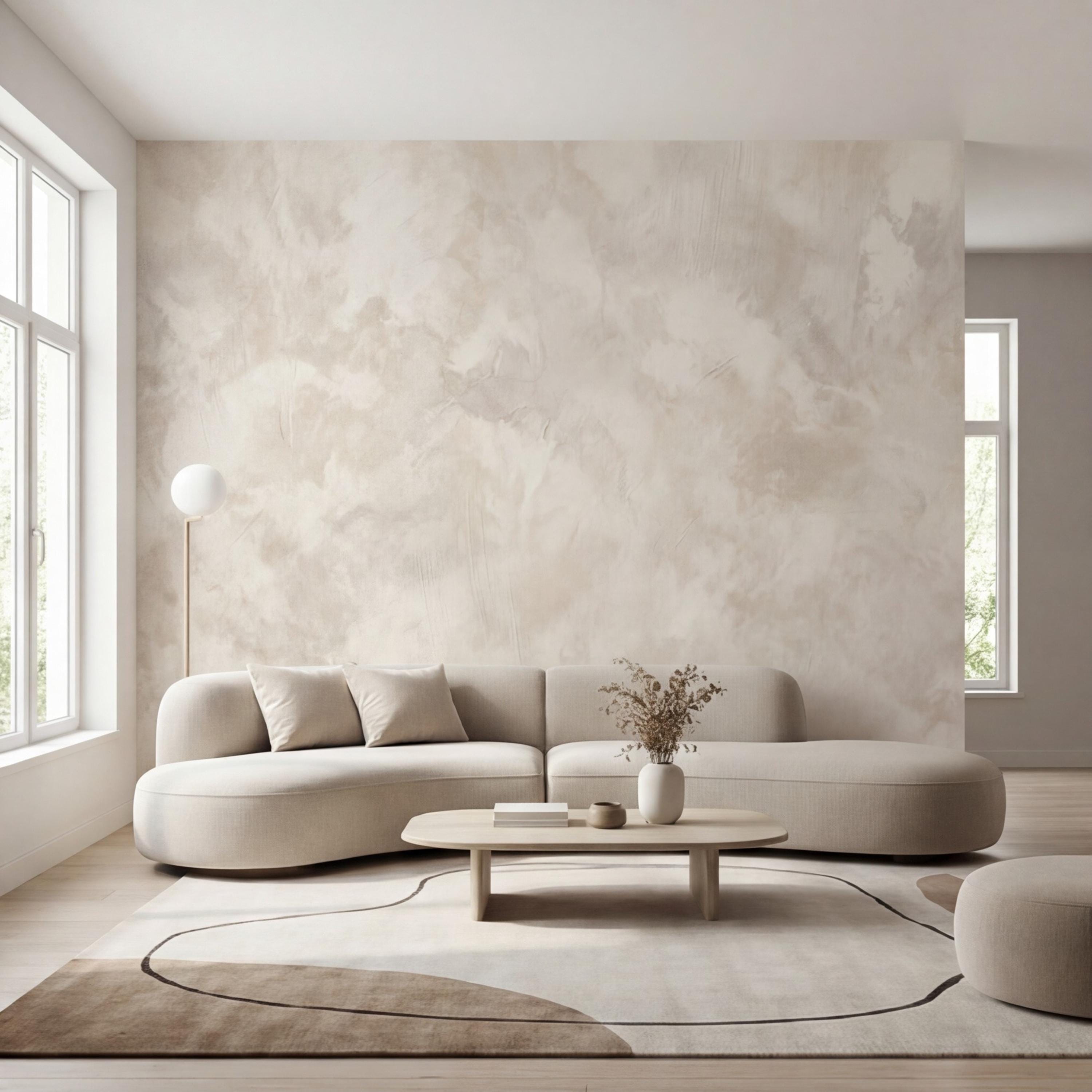 Neutral Beige Plaster Texture Peel and Stick Wall Mural, Limewash Modern Minimalist Wallpaper Bedroom Living Room Wall Decor