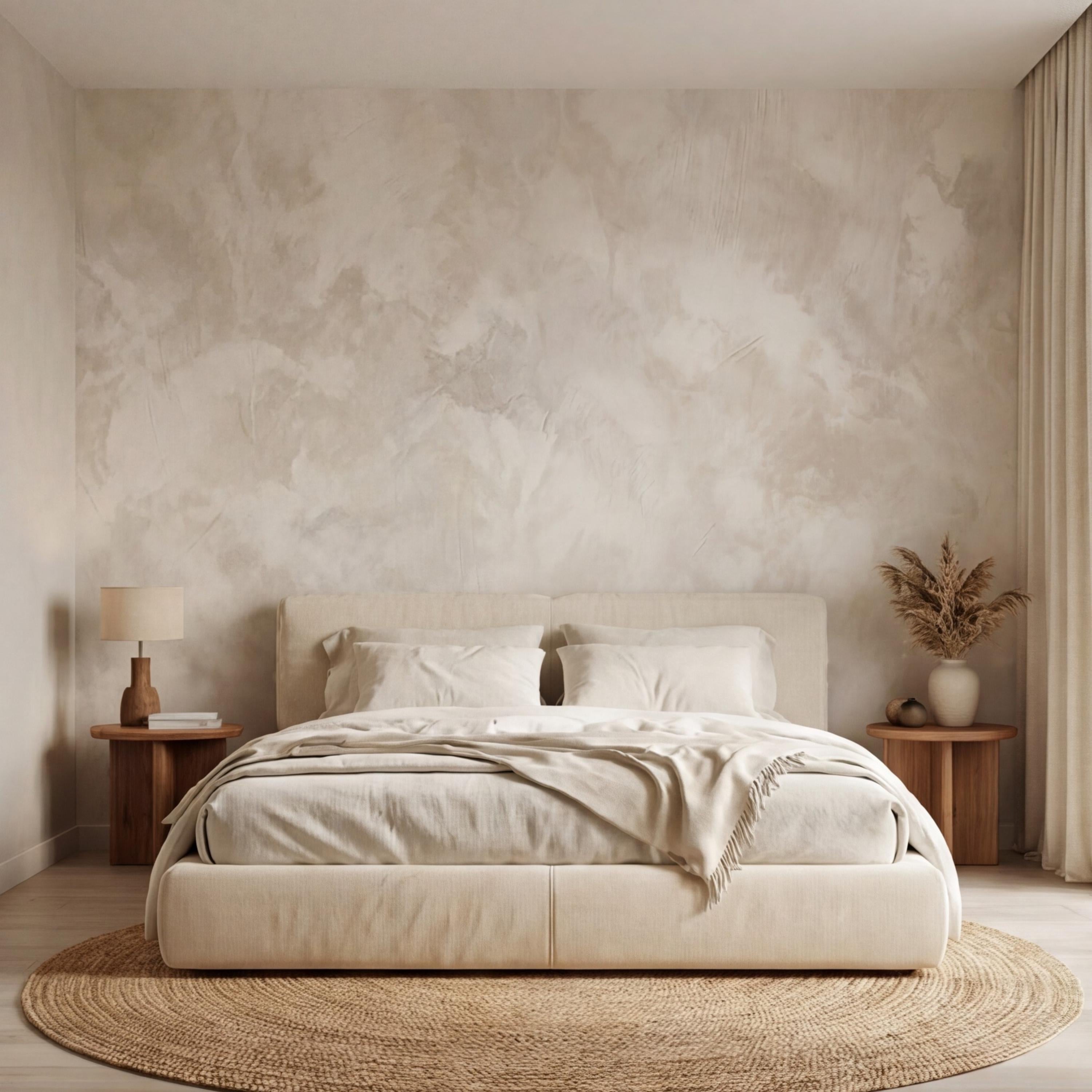 Neutral Beige Plaster Texture Peel and Stick Wall Mural, Limewash Modern Minimalist Wallpaper Bedroom Living Room Wall Decor
