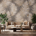 Beige Feather Peel and Stick Wall Mural, Soft Taupe Textured Feather Pattern Wallpaper, Neutral Boho Wall Art