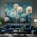 Teal Dandelion Peel and Stick Wall Mural, Dreamy Botanical Wallpaper, Minimalist Scandi Decor, Modern Nursery Bedroom Accent Wall