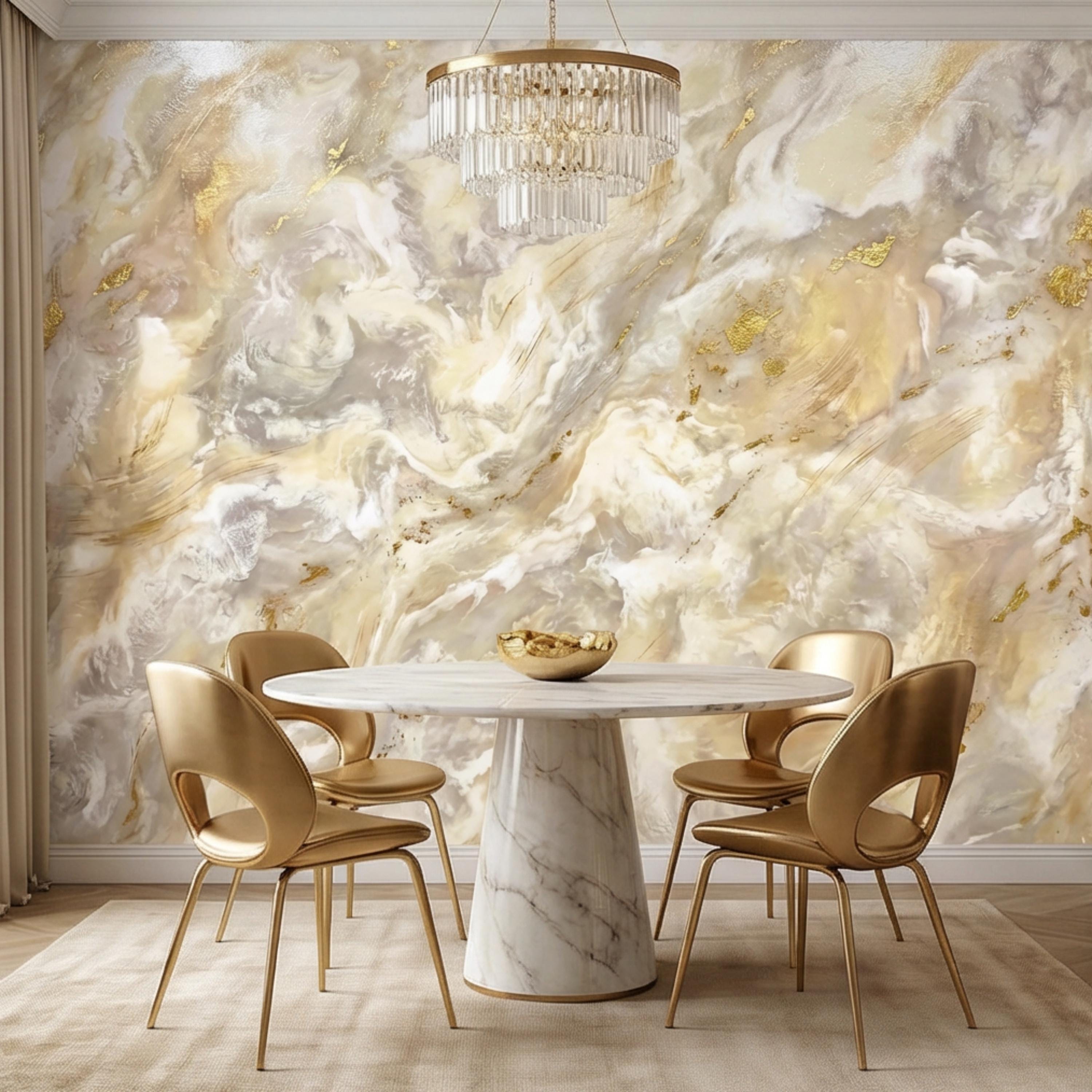 Textured Plaster Neutral Beige Gray with Gold Accents Peel and Stick Wall Mural, Modern Organic Minimal Wabi Sabi Style Wallpaper
