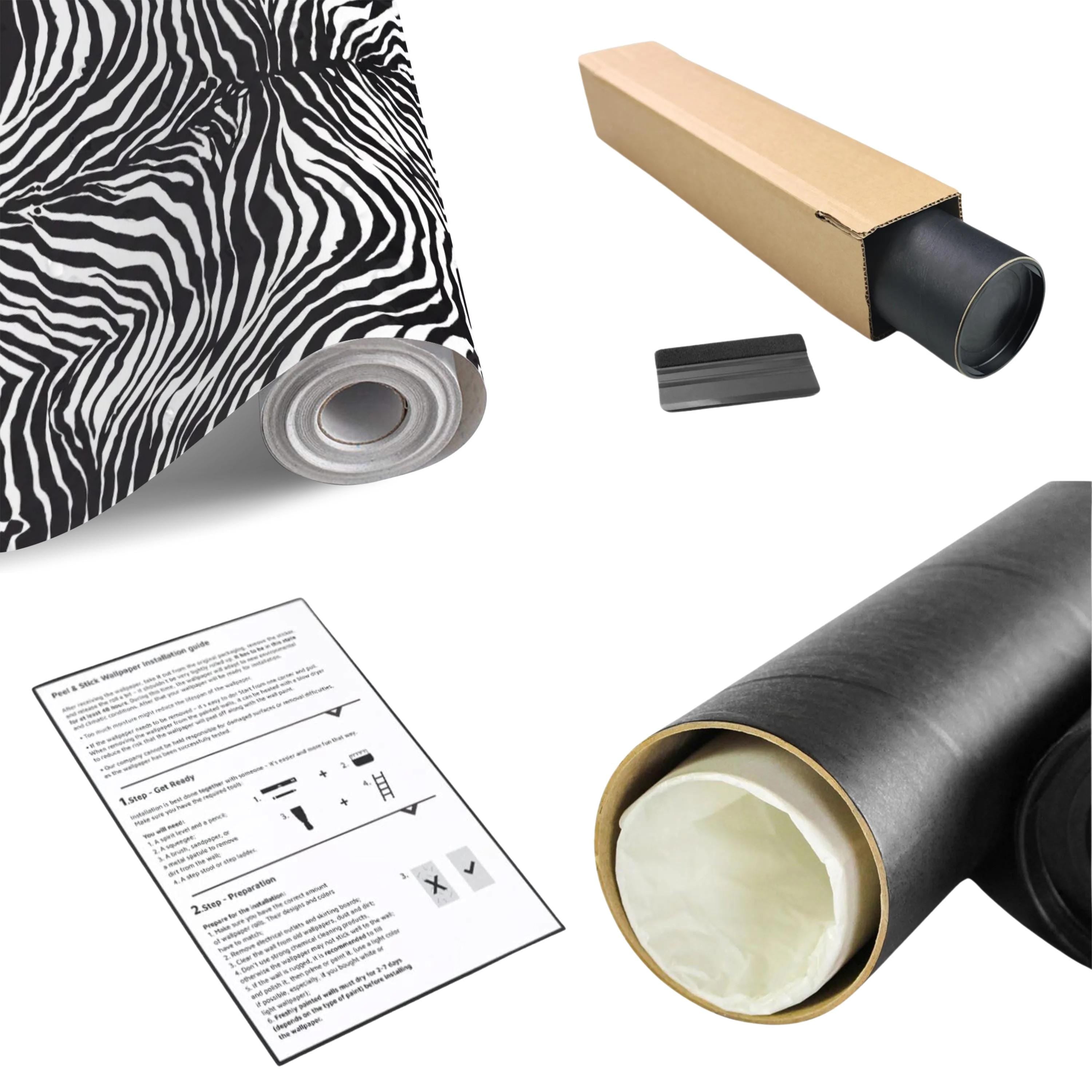 Modern Zebra Print Peel and Stick Wall Mural, Black and White Animal Stripe Pattern, Bold Safari Statement Wall Decor, Bedroom Living Room
