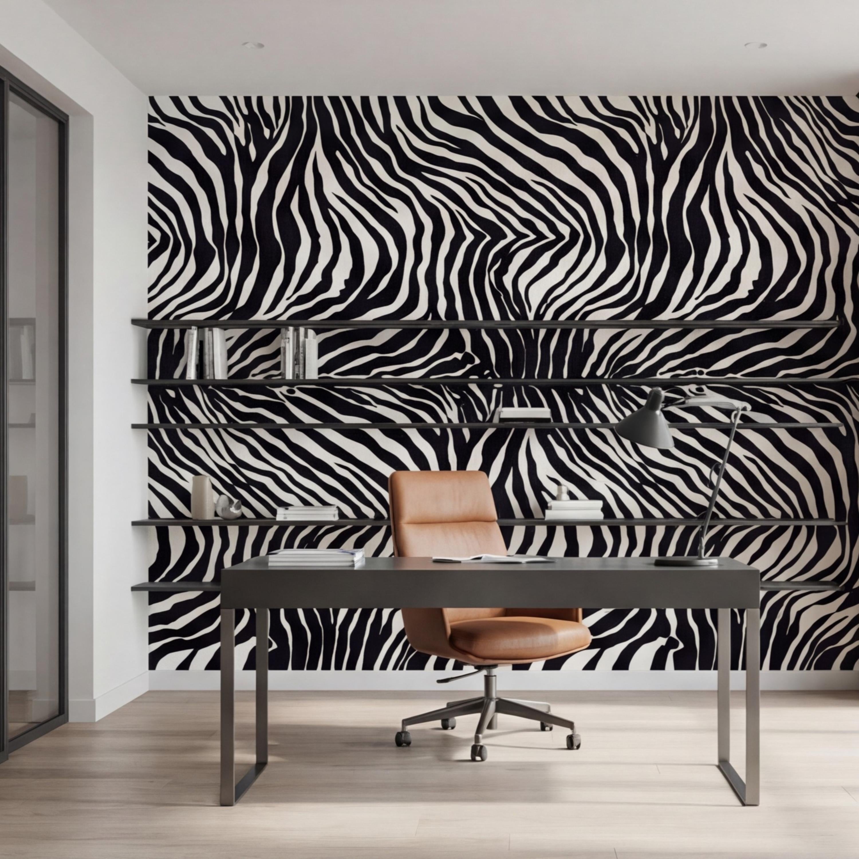 Modern Zebra Print Peel and Stick Wall Mural, Black and White Animal Stripe Pattern, Bold Safari Statement Wall Decor, Bedroom Living Room