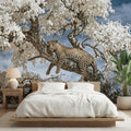 Modern Luxe Safari Leopard Peel and Stick Wall Mural, Neutral Contemporary Wildlife Wallpaper, Elegant Exotic Animal Wall Decor