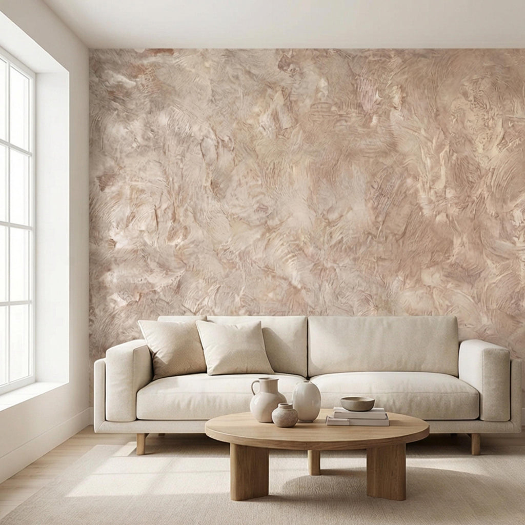 Light Limestone Peel and Stick Wall Mural, Neutral Plaster Texture Wallpaper, Limewash Stone Effect, Modern Organic Wall Decor