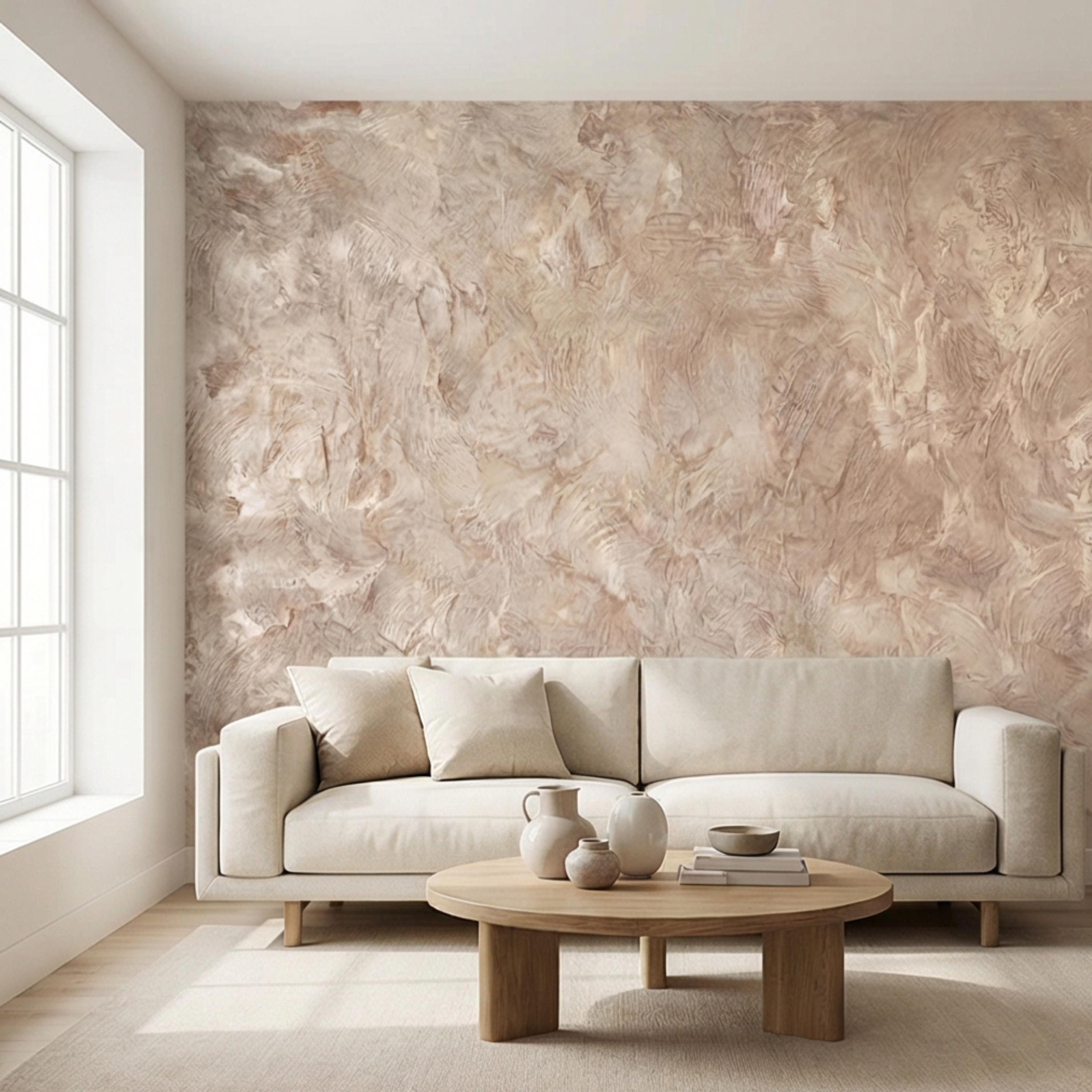 Light Limestone Peel and Stick Wall Mural, Neutral Plaster Texture Wallpaper, Limewash Stone Effect, Modern Organic Wall Decor