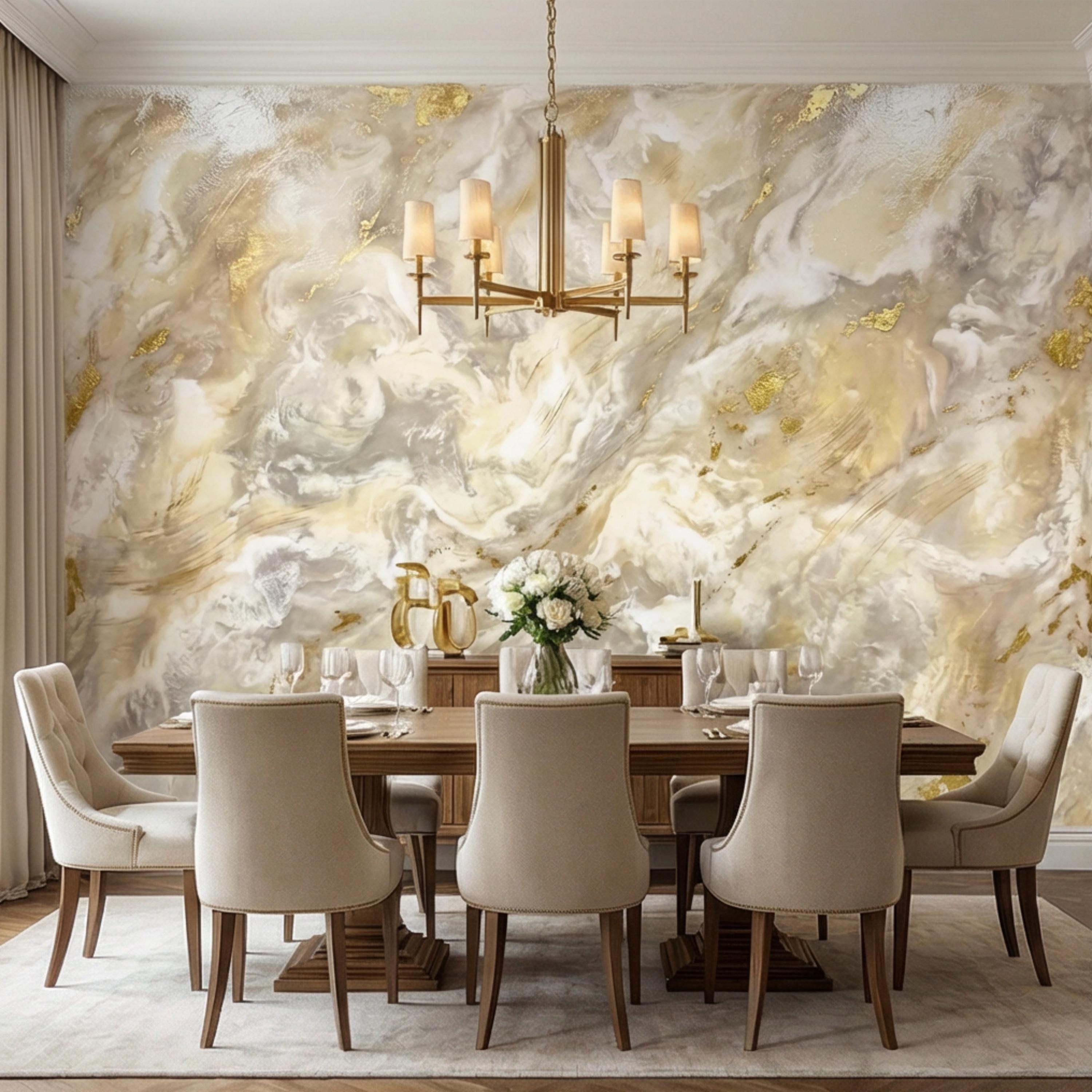 Textured Plaster Neutral Beige Gray with Gold Accents Peel and Stick Wall Mural, Modern Organic Minimal Wabi Sabi Style Wallpaper