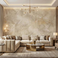 Neutral Cream Beige Plaster Texture with Gold Veins Peel and Stick Wall Mural, Modern Organic Wabi Sabi Abstract Wallpaper