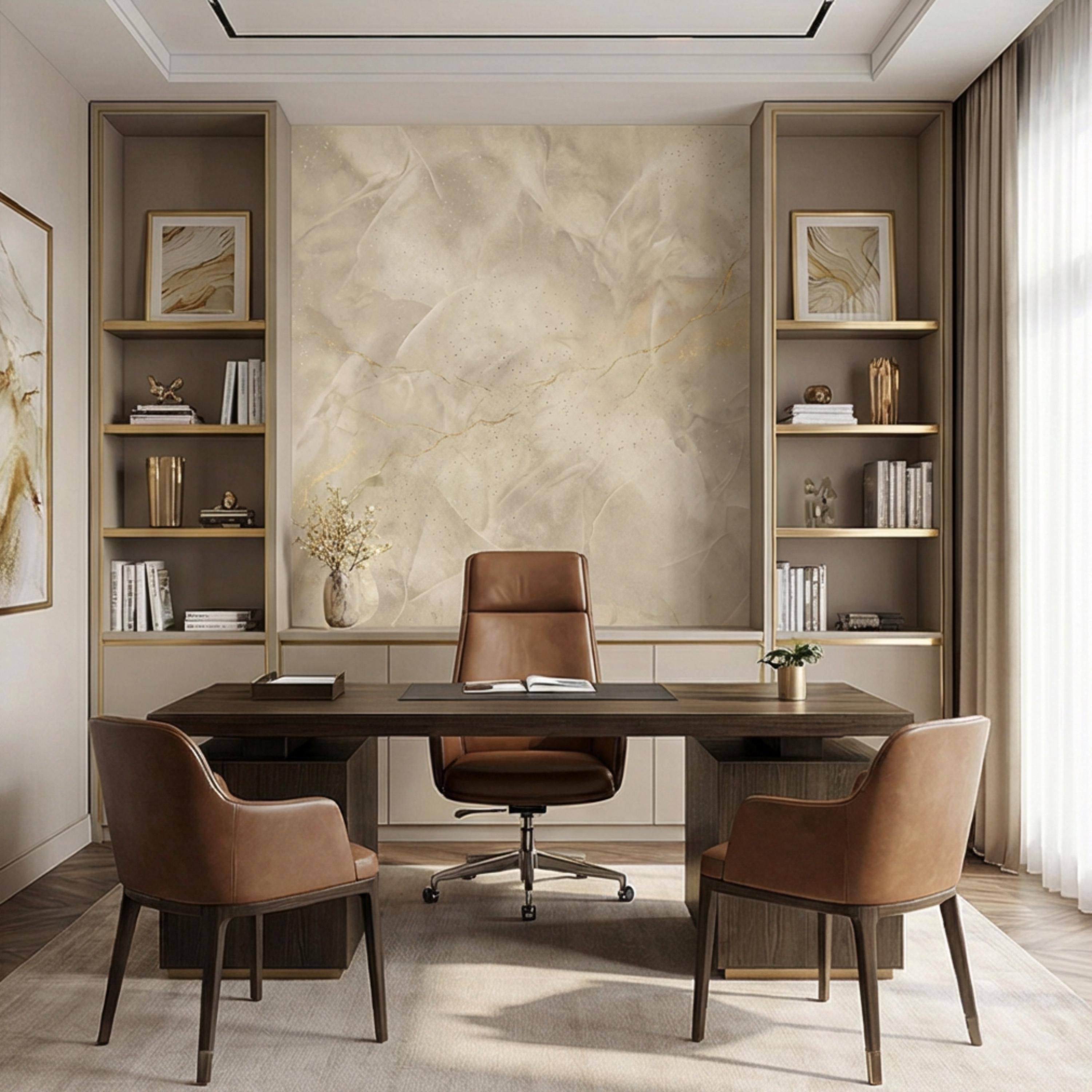 Neutral Cream Beige Plaster Texture with Gold Veins Peel and Stick Wall Mural, Modern Organic Wabi Sabi Abstract Wallpaper