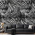 Modern Zebra Print Peel and Stick Wall Mural, Black and White Animal Stripe Pattern, Bold Safari Statement Wall Decor, Bedroom Living Room