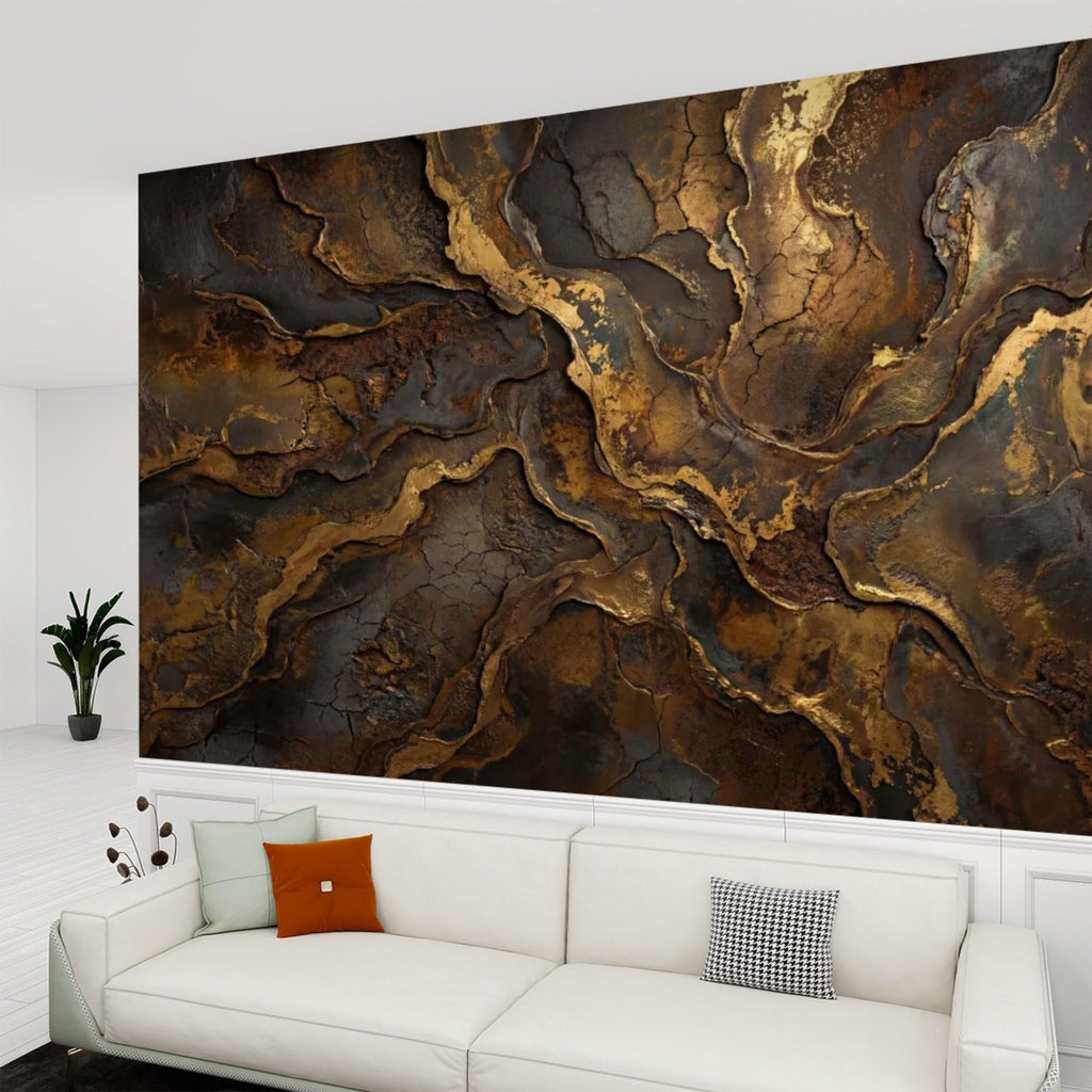 Industrial Rust Metal Peel and Stick Wall Mural, Distressed Patina Effect Wallpaper, Modern Loft Accent Wall Decor