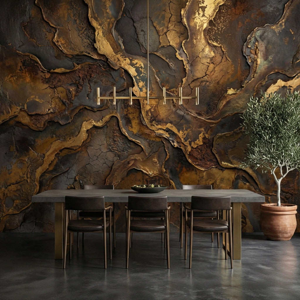 Industrial Rust Metal Peel and Stick Wall Mural, Distressed Patina Effect Wallpaper, Modern Loft Accent Wall Decor