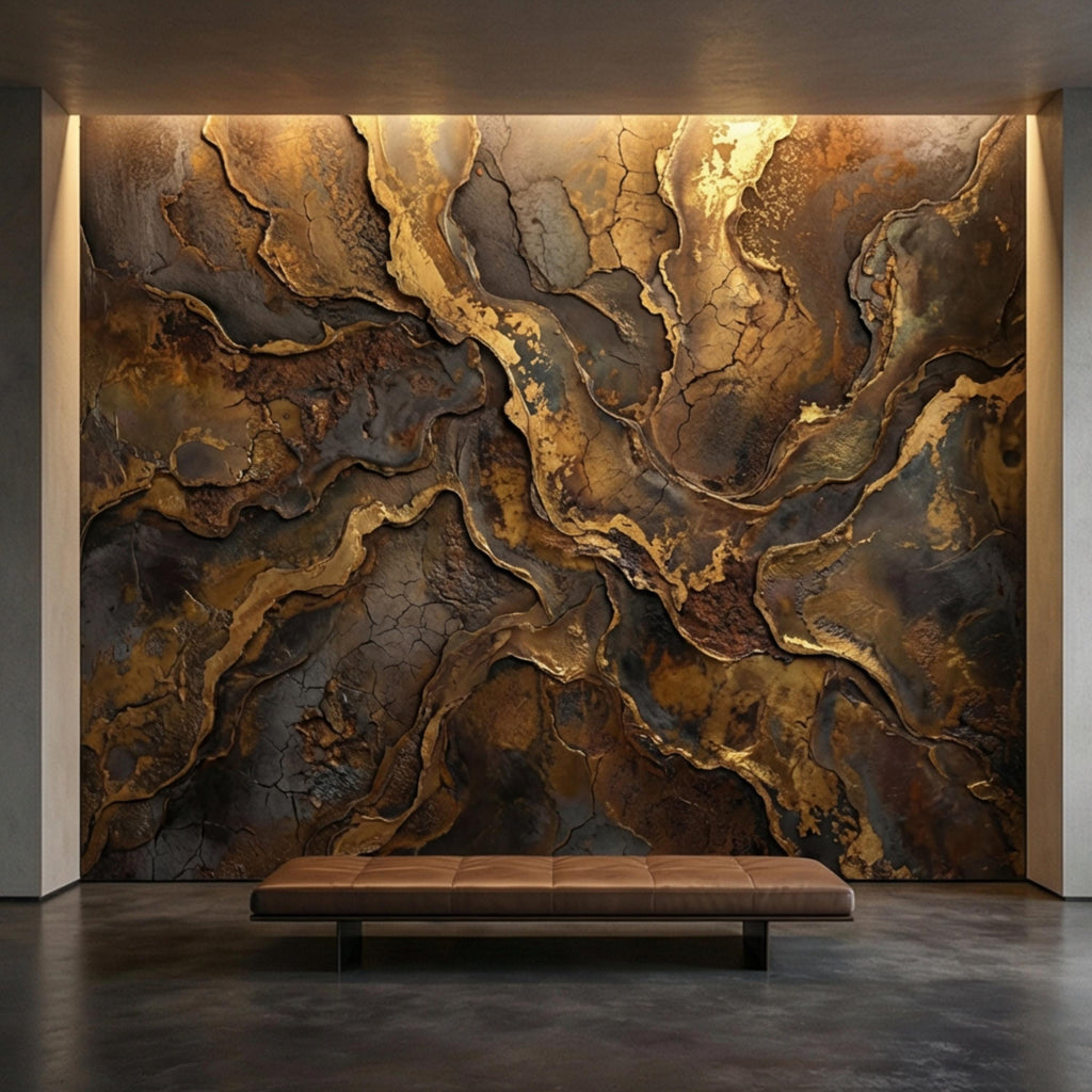 Industrial Rust Metal Peel and Stick Wall Mural, Distressed Patina Effect Wallpaper, Modern Loft Accent Wall Decor