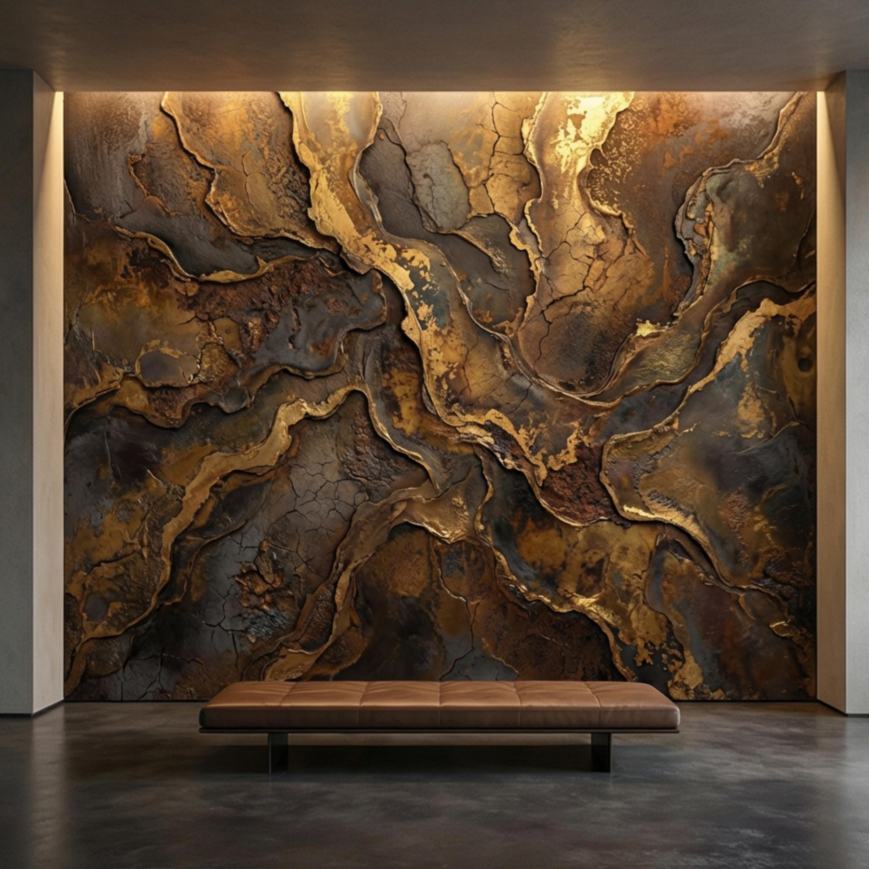 Industrial Rust Metal Peel and Stick Wall Mural, Distressed Patina Effect Wallpaper, Modern Loft Accent Wall Decor