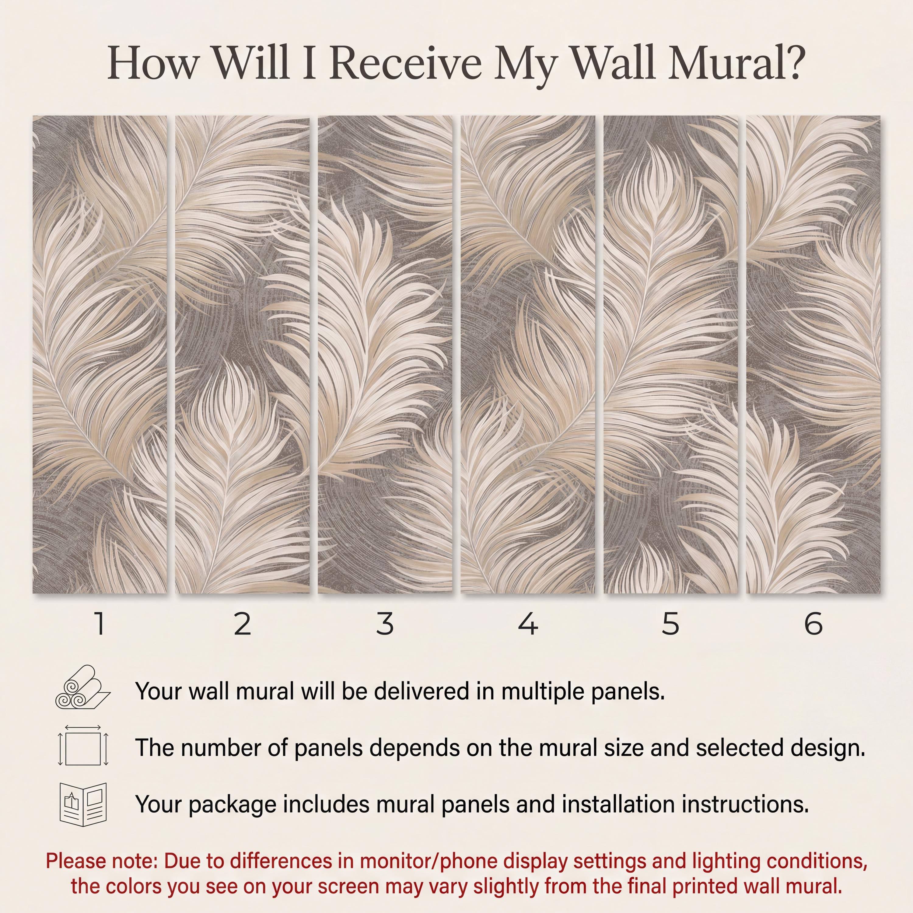 Textured Ginkgo Leaf Peel and Stick Wall Mural, Neutral Designer Botanical Wallpaper, Modern Luxury Interior Statement Wall Decor