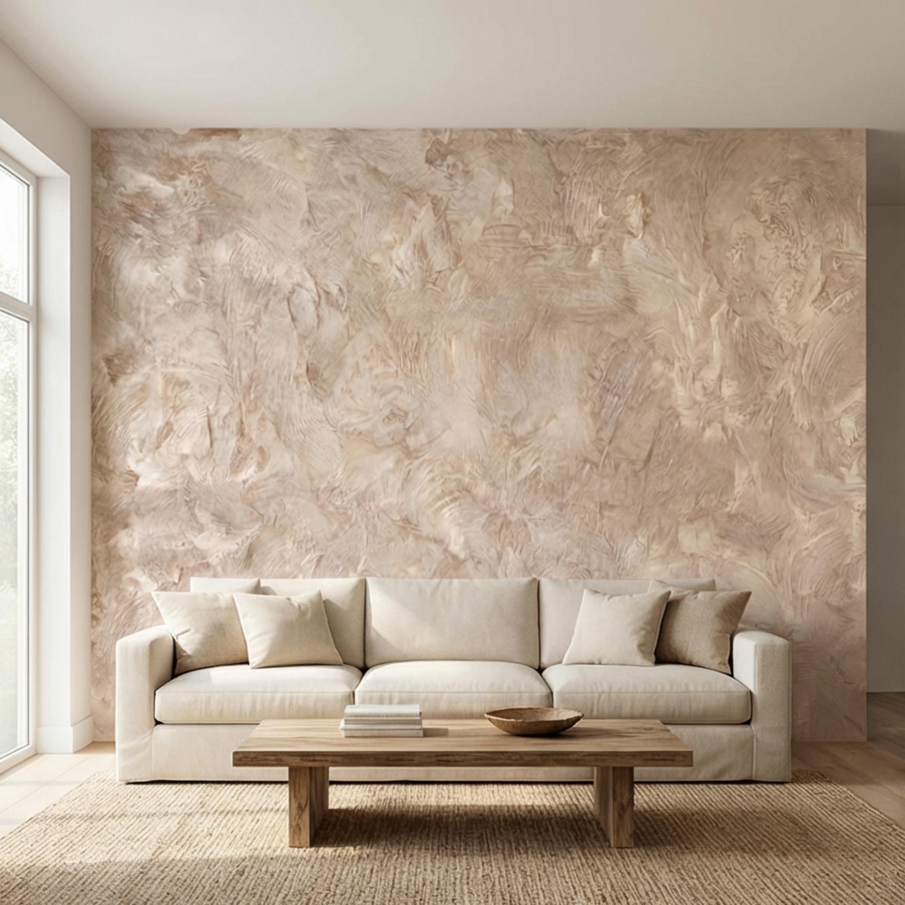 Light Limestone Peel and Stick Wall Mural, Neutral Plaster Texture Wallpaper, Limewash Stone Effect, Modern Organic Wall Decor