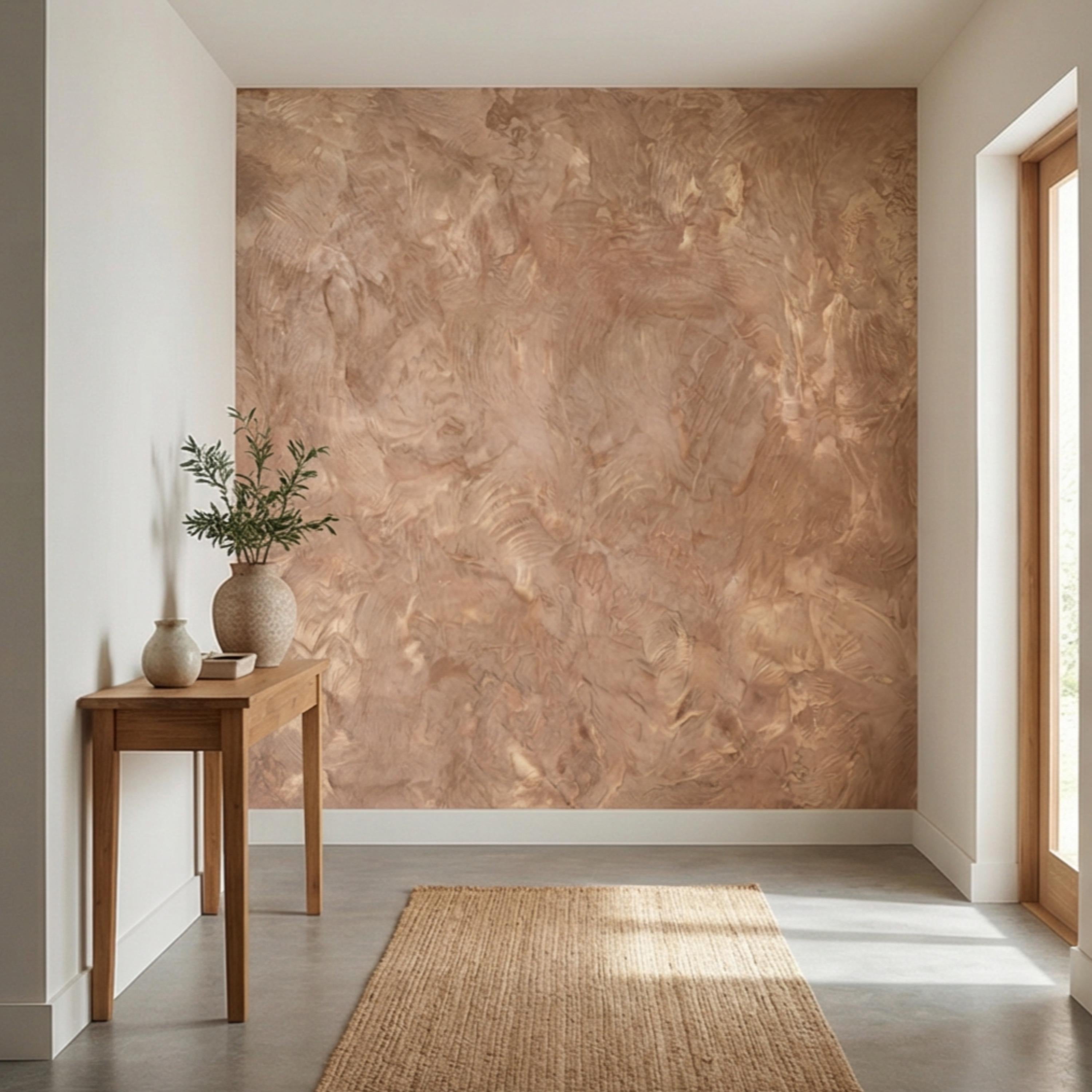 Venetian Plaster Peel and Stick Wall Mural, Neutral Limewash Texture Wallpaper, Warm Beige Stone Effect, Modern Organic Wall Decor
