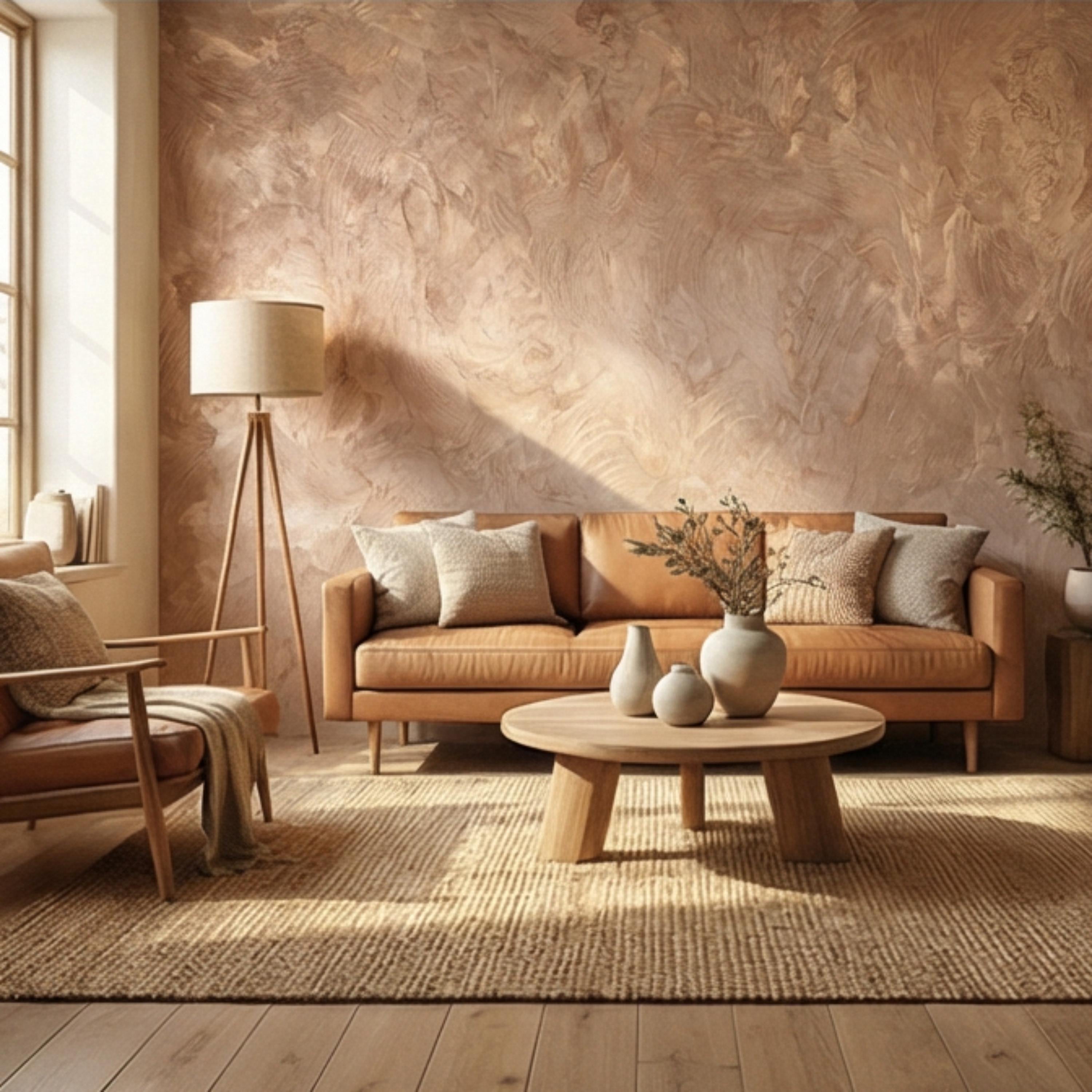 Venetian Plaster Peel and Stick Wall Mural, Neutral Limewash Texture Wallpaper, Warm Beige Stone Effect, Modern Organic Wall Decor