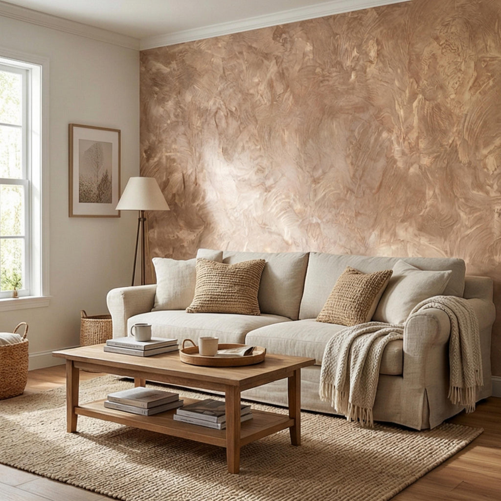 Venetian Plaster Peel and Stick Wall Mural, Neutral Limewash Texture Wallpaper, Warm Beige Stone Effect, Modern Organic Wall Decor
