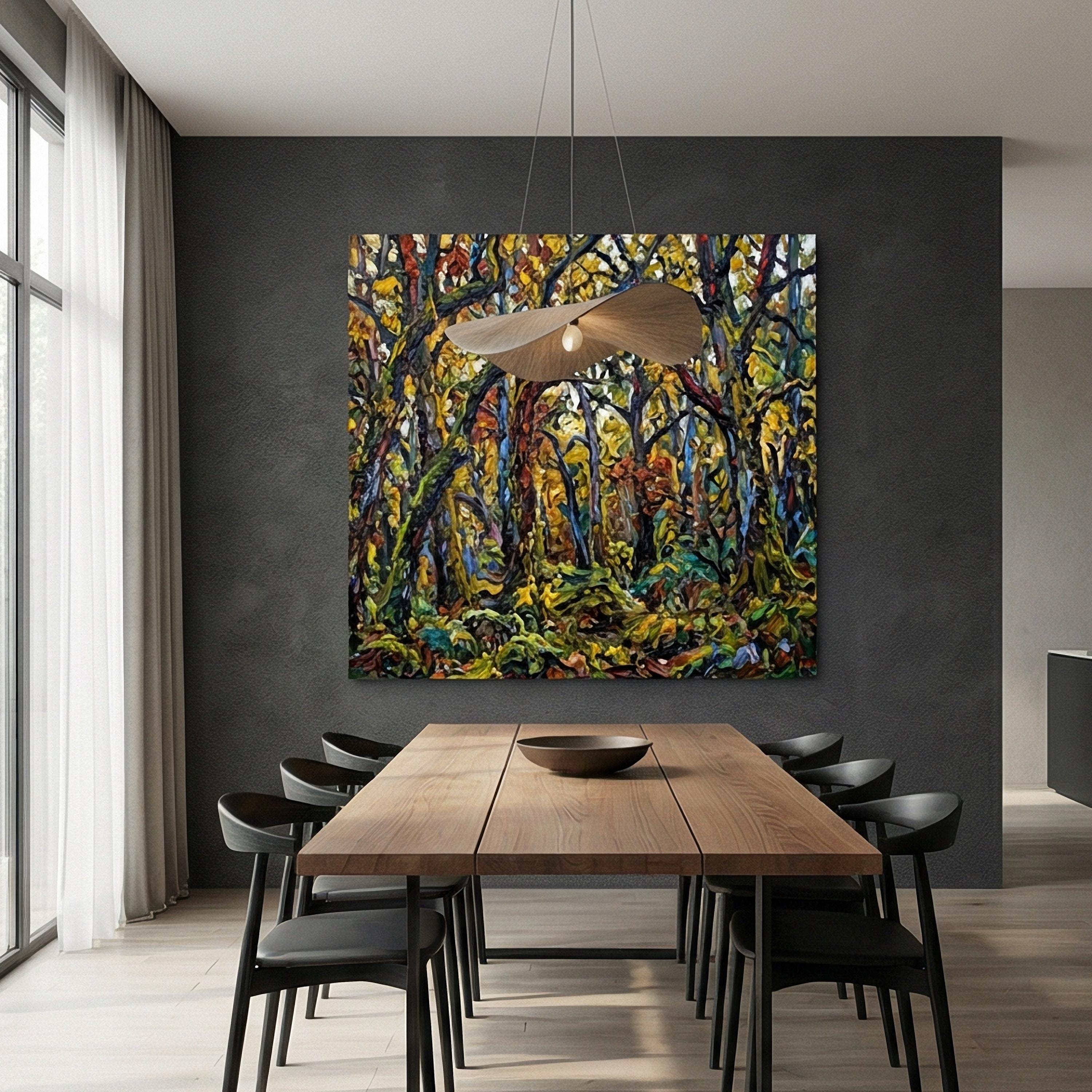 Painterly Forest Peel and Stick Wall Mural, Abstract Textured Woodland Painting, Bold Colorful Nature Wallpaper