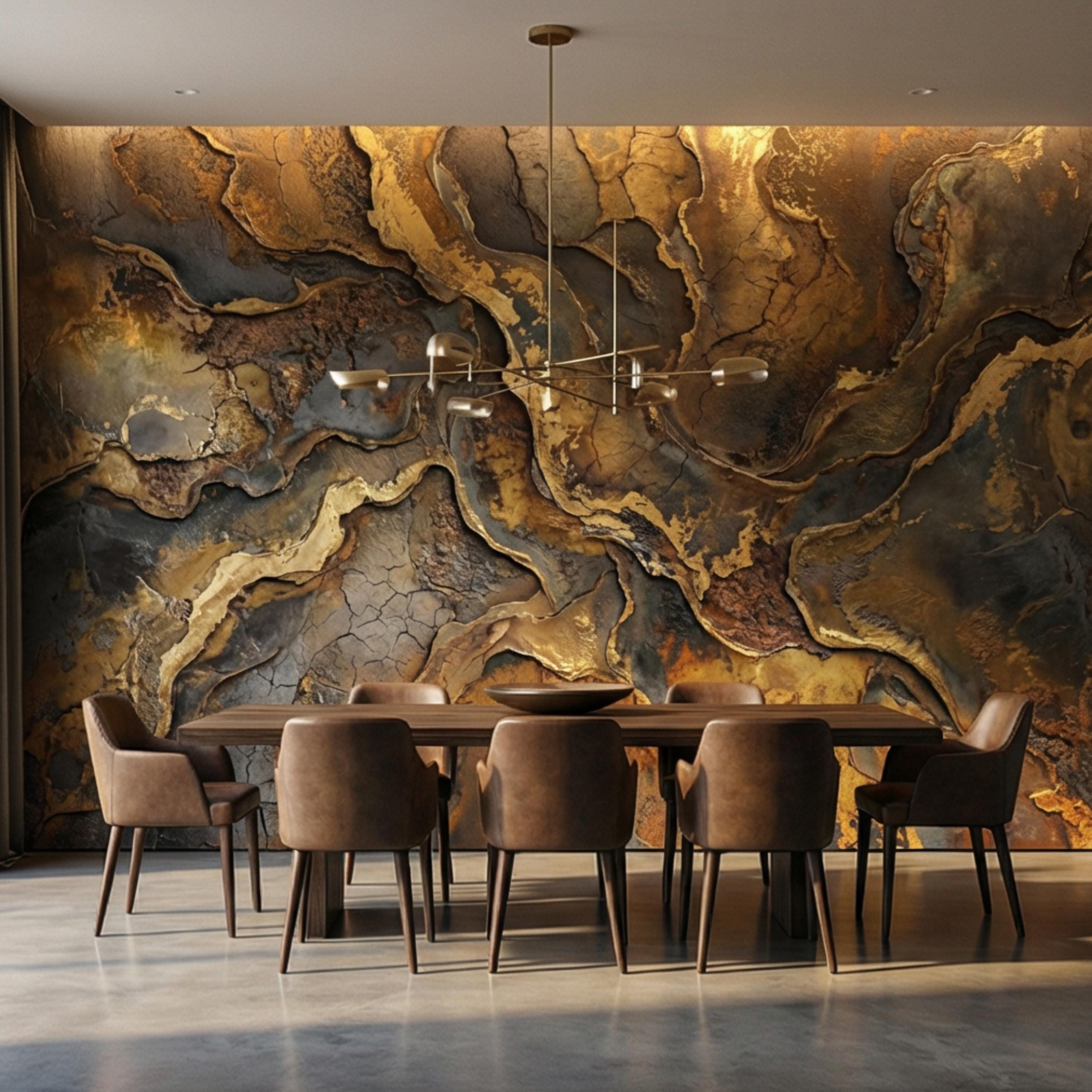 Industrial Rust Metal Peel and Stick Wall Mural, Distressed Patina Effect Wallpaper, Modern Loft Accent Wall Decor