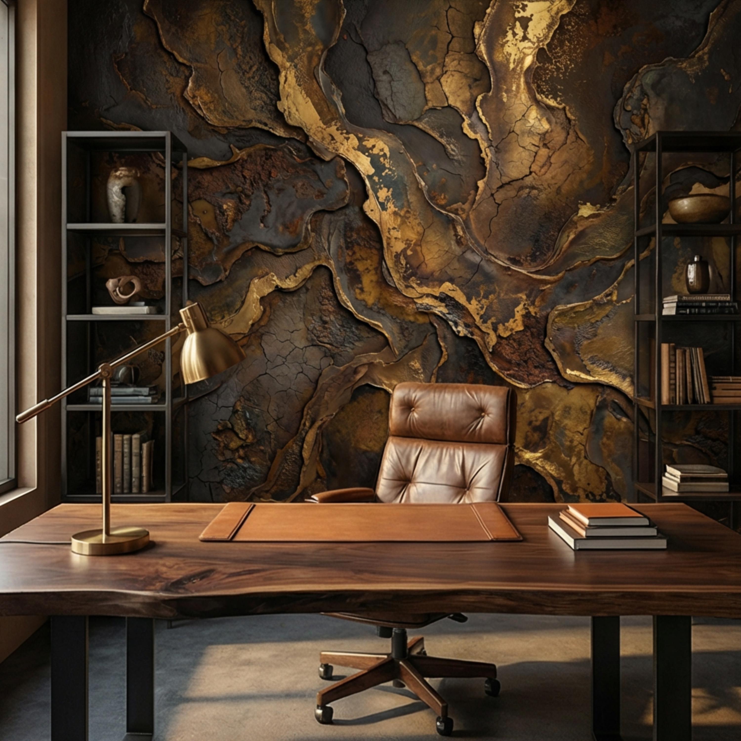 Industrial Rust Metal Peel and Stick Wall Mural, Distressed Patina Effect Wallpaper, Modern Loft Accent Wall Decor