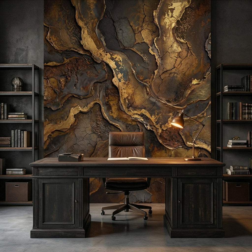 Industrial Rust Metal Peel and Stick Wall Mural, Distressed Patina Effect Wallpaper, Modern Loft Accent Wall Decor
