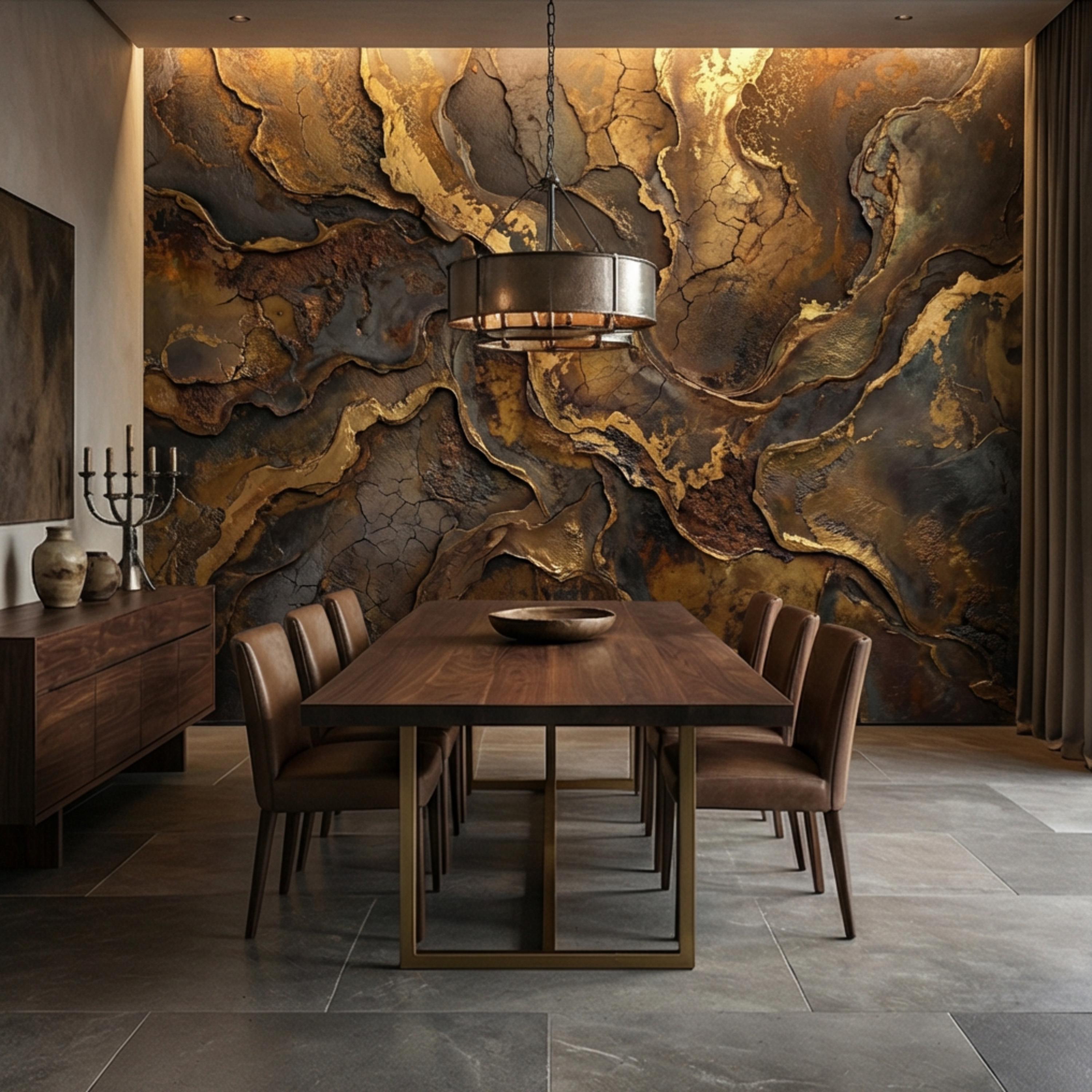 Industrial Rust Metal Peel and Stick Wall Mural, Distressed Patina Effect Wallpaper, Modern Loft Accent Wall Decor