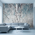 Birch Forest Peel and Stick Wall Mural, White Aspen Trees, Neutral Woodland Scenic, Serene Nature Wallpaper