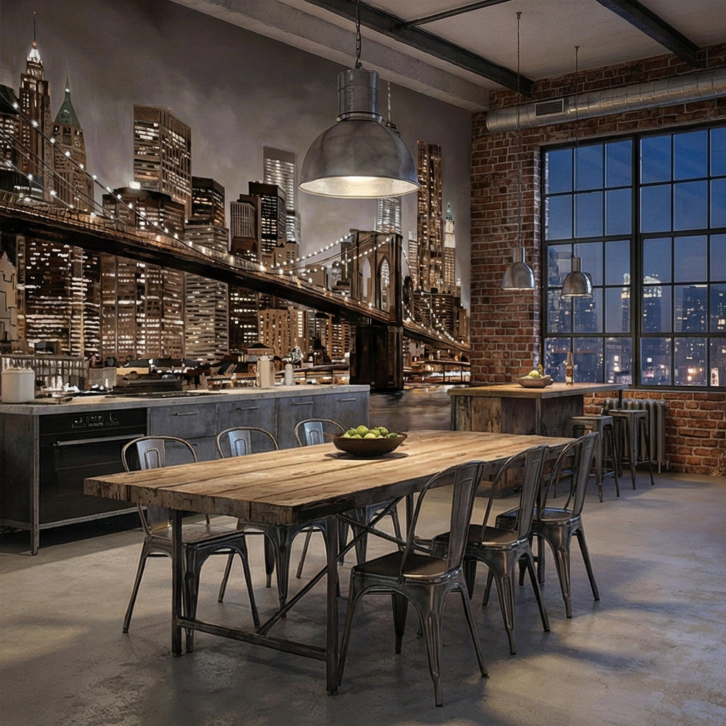 New York City Peel and Stick Wall Mural, Brooklyn Bridge Night Skyline, Moody Urban Architecture, Manhattan Wallpaper