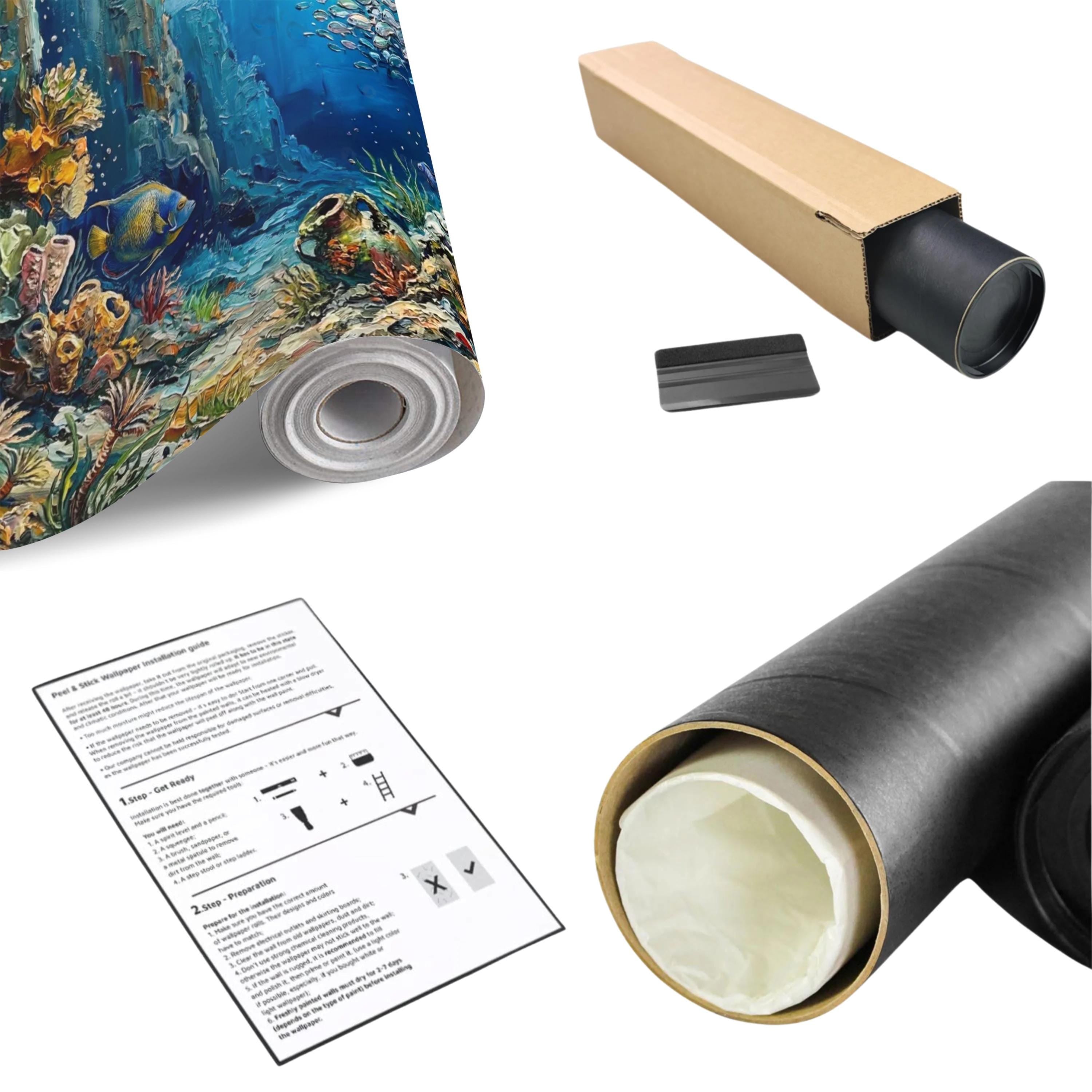Vibrant Underwater Coral Reef Peel and Stick Wall Mural, Tropical Fish Ocean Scene Coastal Marine Life Wallpaper