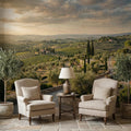 Tuscan Countryside Peel and Stick Wall Mural, Italian Vineyard Landscape, Olive Grove Villa Wallpaper
