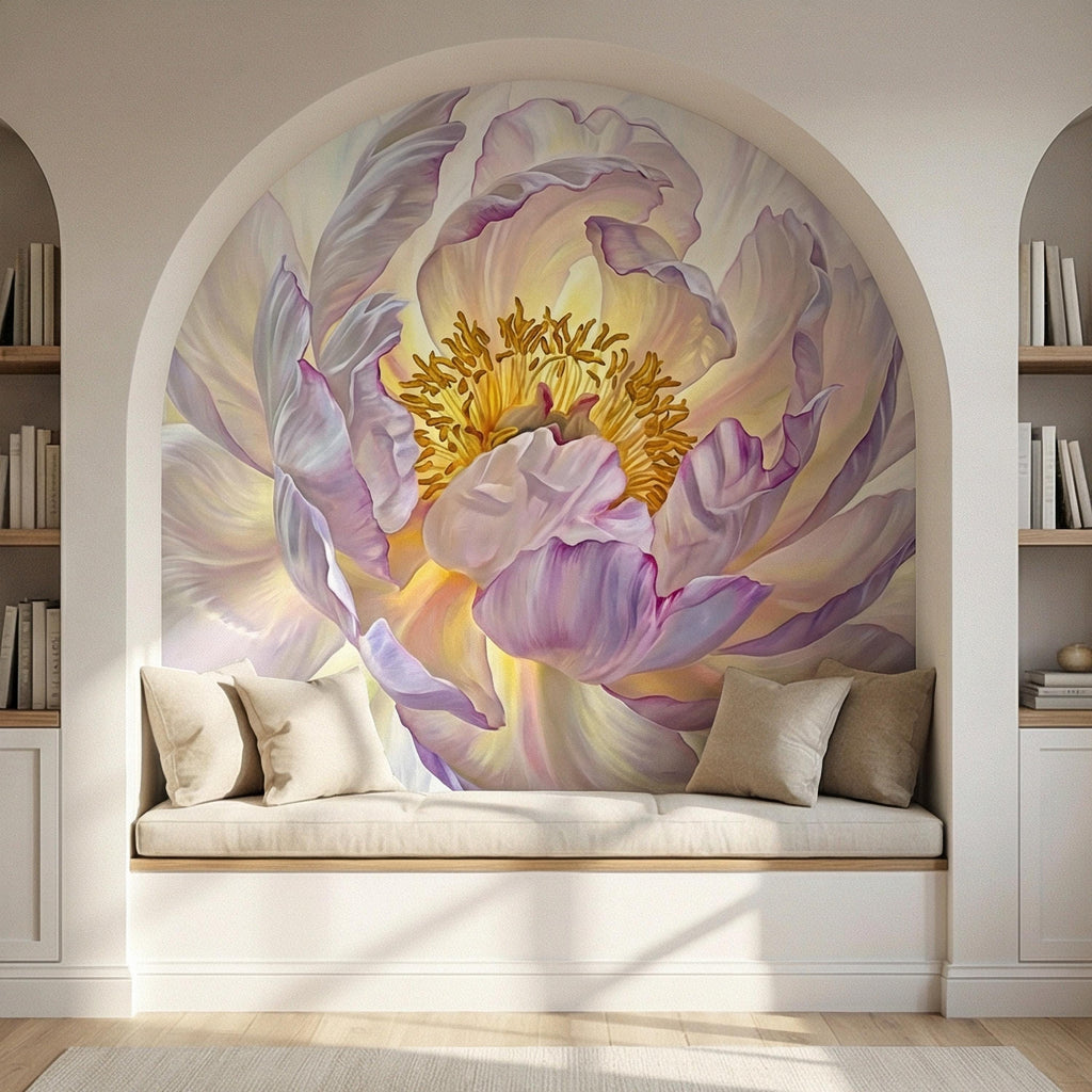 Soft Peony Peel and Stick Wall Mural, Blush Lavender Peony Bloom, Oversized Romantic Floral, Large Scale Elegant Botanical Wallpaper