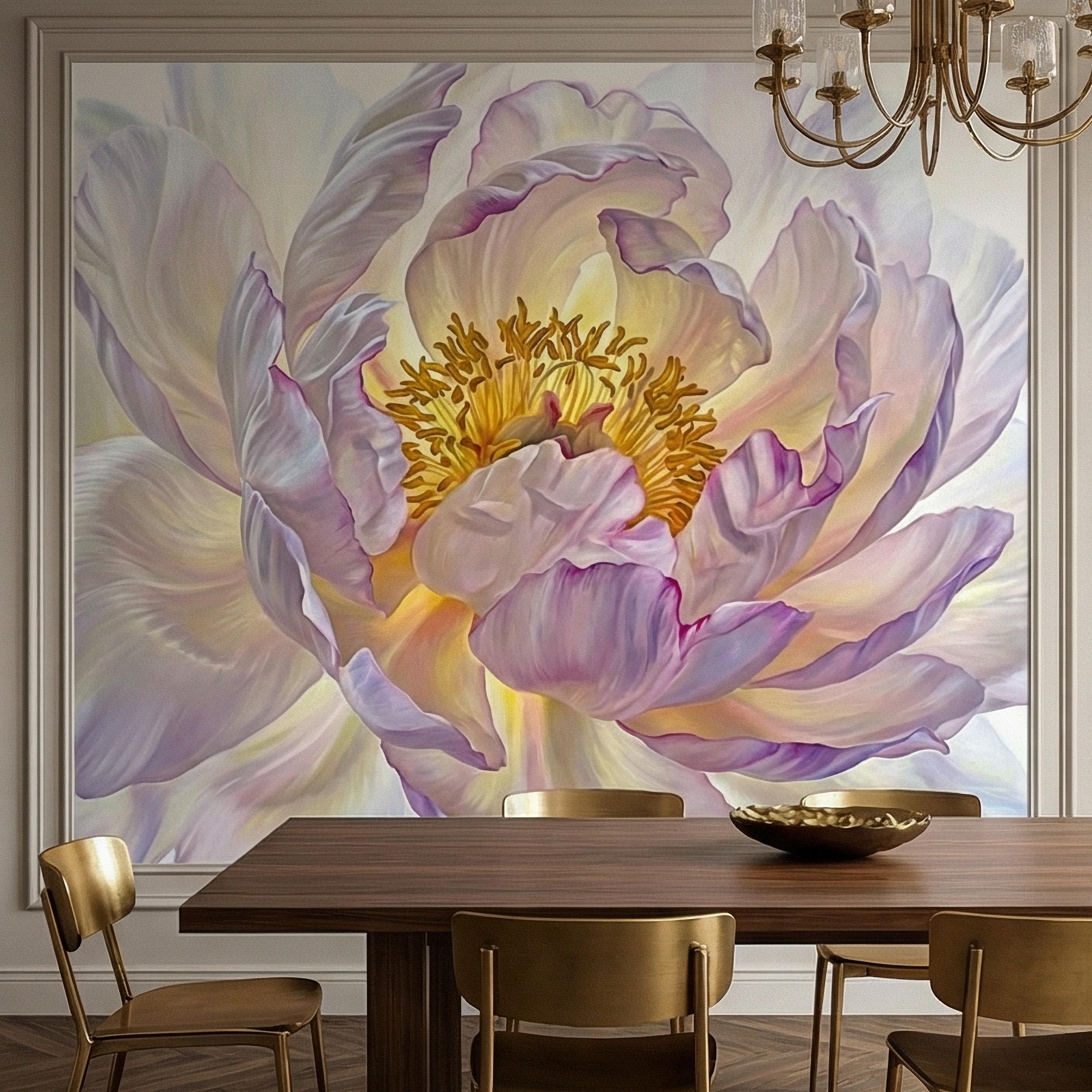 Soft Peony Peel and Stick Wall Mural, Blush Lavender Peony Bloom, Oversized Romantic Floral, Large Scale Elegant Botanical Wallpaper