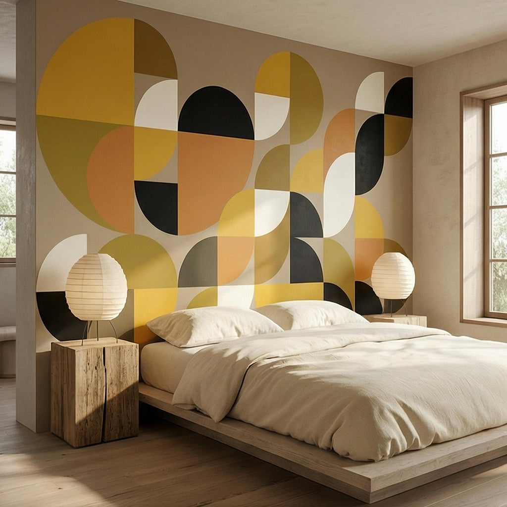 Mid Century Modern Geometric Peel & Stick, Abstract Bauhaus 1970s Arches Motif, Scandinavian Minimalist Modernism, Retro Mod Decor Wallpaper