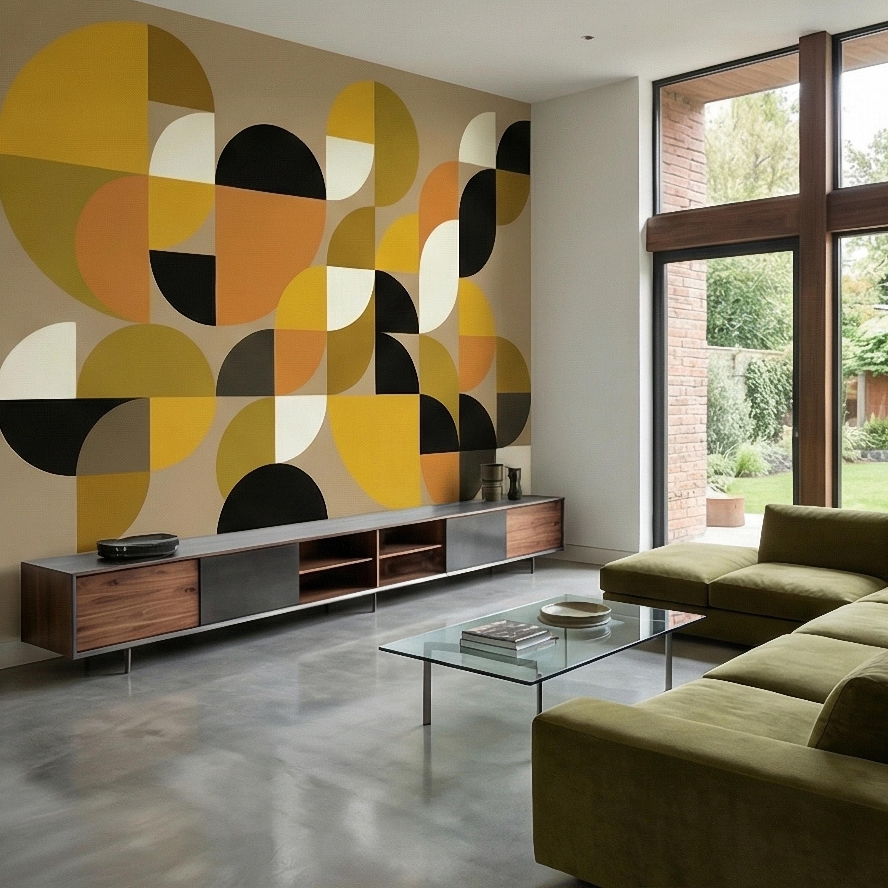 Mid Century Modern Geometric Peel & Stick, Abstract Bauhaus 1970s Arches Motif, Scandinavian Minimalist Modernism, Retro Mod Decor Wallpaper